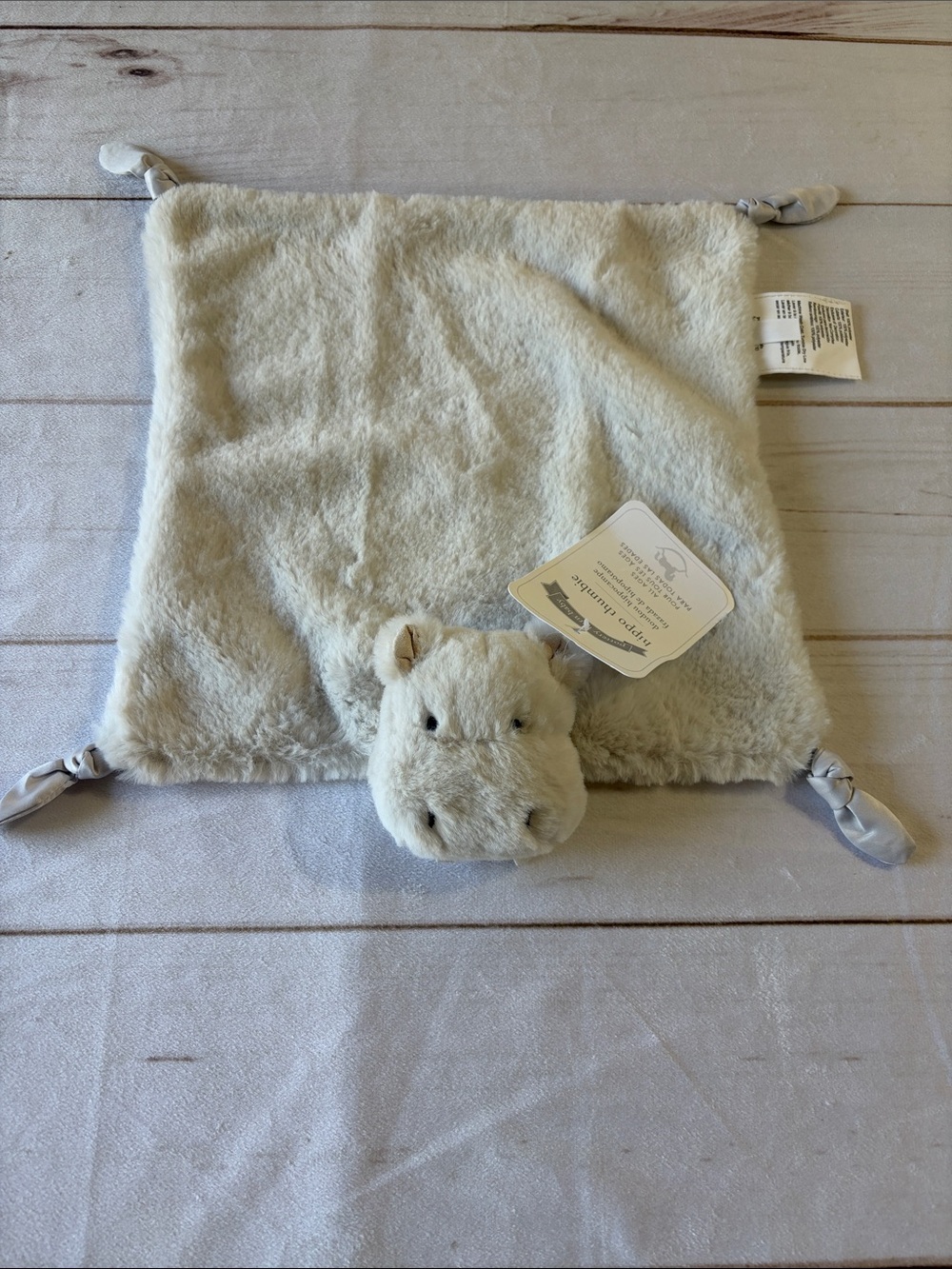 Pottery Barn Kids Cream Plush Hippo Thumb